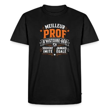 Meilleur Prof Histoire Geo - T-shirt Premium bio Homme - noir - Devant - Nico (187cm)