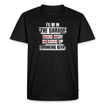 Je serai au garage Amoureux de voitures mec - T-shirt Premium bio Homme - noir - Devant - Nico (187cm)