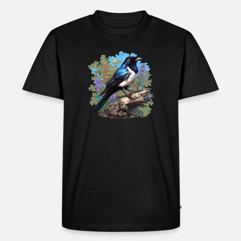 Elstern Elster - Männer Premium Bio T-Shirt - Schwarz
