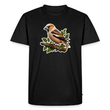 Autocollant Noble Hawfinch – Illustrations détaillées de la nature - T-shirt Premium bio Homme - noir - Devant - Nico (187cm)