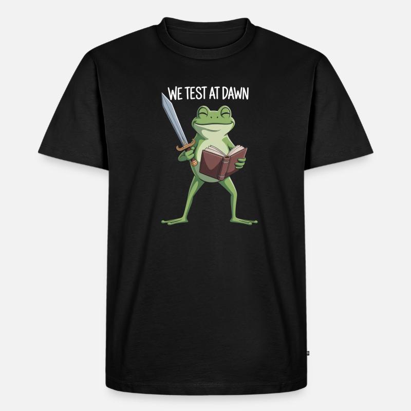 Dawn Test Frog - Männer Premium Bio T-Shirt - Schwarz