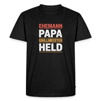 Héros Maître du Grill Papa pour le barbecue de la fête des pères - T-shirt Premium bio Homme - noir - Devant - Nico (187cm)