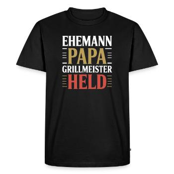 Papa barbecue Père grill Maître Humour de héros - T-shirt Premium bio Homme - noir - Devant - Nico (187cm)