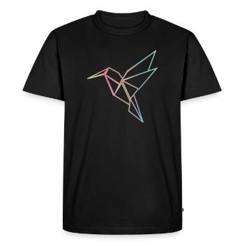 Conception géométrique des lignes de colibri - T-shirt Premium bio Homme - noir - Devant - Nico (187cm)