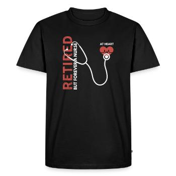 À la retraite mais à jamais infirmière - T-shirt Premium bio Homme - noir - Devant - Nico (187cm)