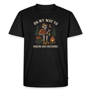 Humour de camping en route vers de mauvaises décisions - T-shirt Premium bio Homme - noir - Devant - Nico (187cm)