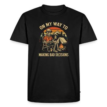 Humour de camping en route vers de mauvaises décisions - T-shirt Premium bio Homme - noir - Devant - Nico (187cm)