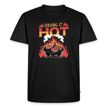 BBQ Grilling Meat Smoking Barbecue - Men's Premium Organic T-Shirt - black - Front - Nico (187cm)