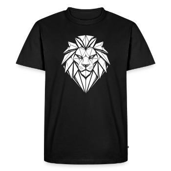 Tête de lion géométrique noire et blanche - T-shirt Premium bio Homme - noir - Devant - Nico (187cm)