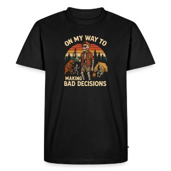 Humour de camping en route vers de mauvaises décisions - T-shirt Premium bio Homme - noir - Devant - Nico (187cm)