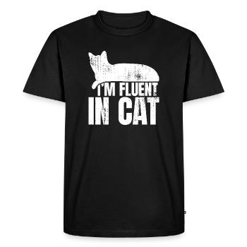 I speak fluent cat - Men's Premium Organic T-Shirt - black - Front - Nico (187cm)