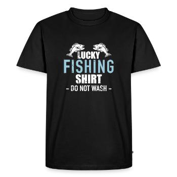 Chemise de pêche porte-bonheur à ne pas laver - T-shirt Premium bio Homme - noir - Devant - Nico (187cm)