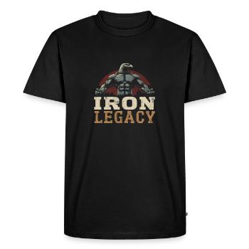 Vintage Gym Bodybuilding Eagle Retro Strength Fitness - Men's Premium Organic T-Shirt - black - Front - Nico (187cm)