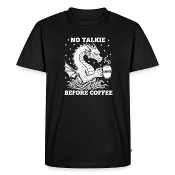 No Conversation Before Coffee Lover Dragon - Men's Premium Organic T-Shirt - black - Front - Nico (187cm)