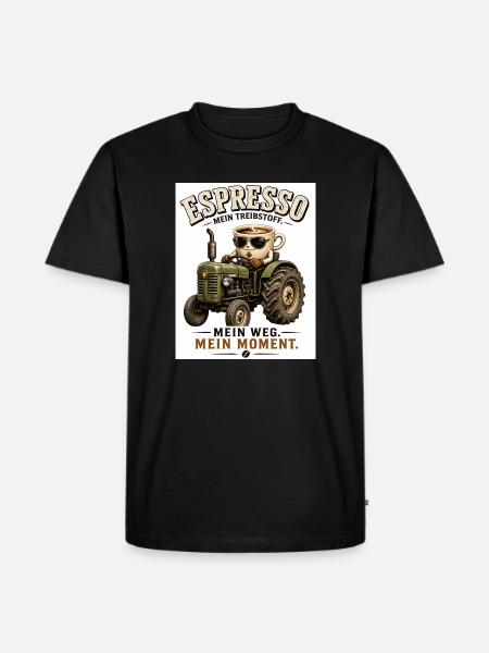 Espresso Treibstoff auf dem Traktor - Männer Premium Bio T-Shirt - Schwarz