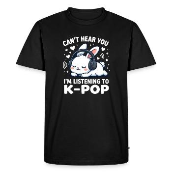 Je ne t’entends pas, j’écoute de la musique de fans de K-Pop - T-shirt Premium bio Homme - noir - Devant - Nico (187cm)