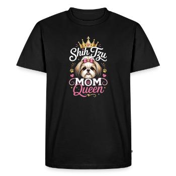 Shih Tzu Mom Queen Crown - Men's Premium Organic T-Shirt - black - Front - Nico (187cm)