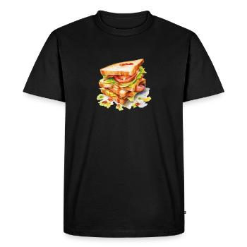Motif de sandwich triple toast - T-shirt Premium bio Homme - noir - Devant - Nico (187cm)