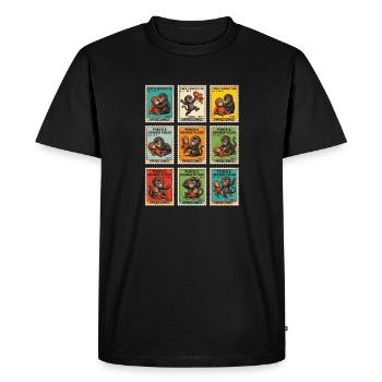 Stamps Baby Monkey Punch - Men's Premium Organic T-Shirt - black - Front - Nico (187cm)
