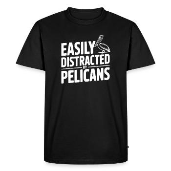 Facilement distrait par les pélicans - T-shirt Premium bio Homme - noir - Devant - Nico (187cm)