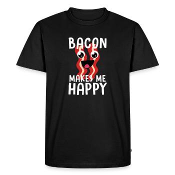 Bacon Makes Me Happy: Fun Bacon Mood - Men's Premium Organic T-Shirt - black - Front - Nico (187cm)