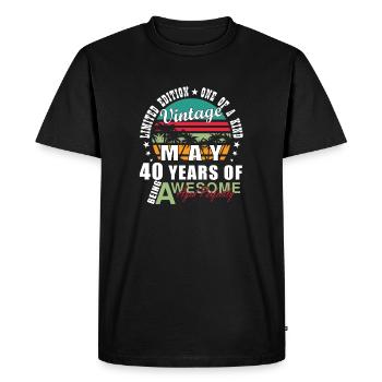 Vintage 40 ans de mai - T-shirt Premium bio Homme - noir - Devant - Nico (187cm)