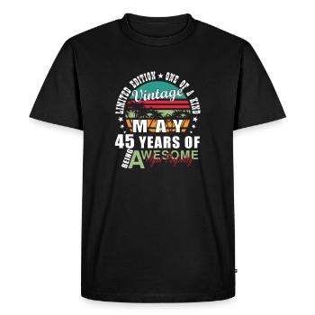 Vintage 45 Years – Aged Perfectly - Men's Premium Organic T-Shirt - black - Front - Nico (187cm)