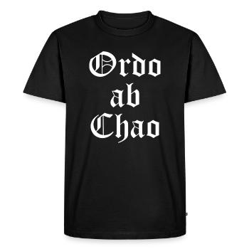 Ordo Ab Chao Gothic Typography - Men's Premium Organic T-Shirt - black - Front - Nico (187cm)