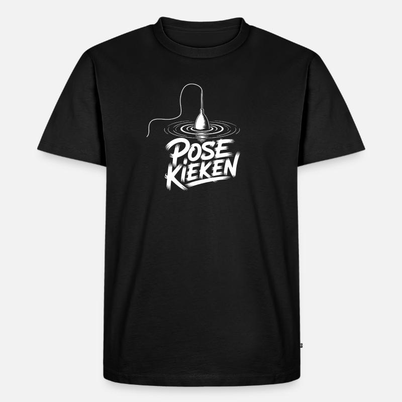 Fischen Pose Humor - Männer Premium Bio T-Shirt - Schwarz