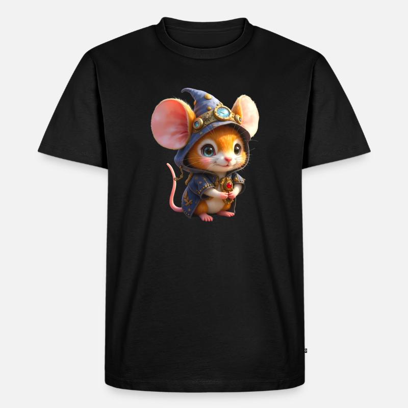 Blaue Steampunk-Zauberermaus - Männer Premium Bio T-Shirt - Schwarz