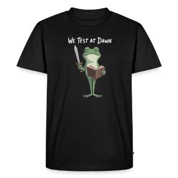 Chevalier Grenouille de Test de l’Aube - T-shirt Premium bio Homme - noir - Devant - Nico (187cm)
