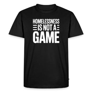 Le sans-abrisme n’est pas un jeu - T-shirt Premium bio Homme - noir - Devant - Nico (187cm)