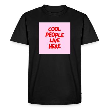 Minimalist COOL PEOPLE LIVE HERE Graphic Tee Desgn - Men's Premium Organic T-Shirt - black - Front - Nico (187cm)