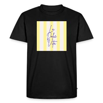 Minimalist LA DOLCE VITA Graphic Tee Design - T-shirt Premium bio Homme - noir - Devant - Nico (187cm)