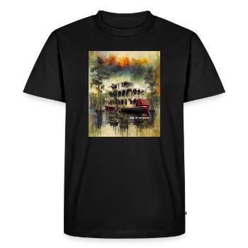 SOUL OF THE BAYOU -Southern Riverboat Architecture - Men's Premium Organic T-Shirt - black - Front - Nico (187cm)
