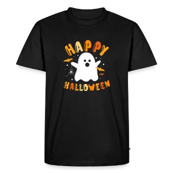 Happy Halloween Ghost Graphic - Men's Premium Organic T-Shirt - black - Front - Nico (187cm)