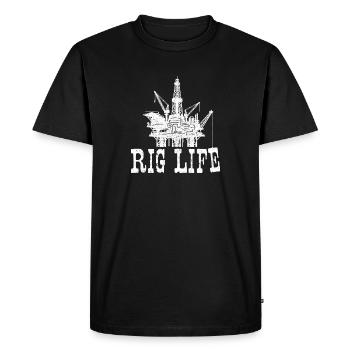 Rig Life Oilfield Worker Roughneck - Men's Premium Organic T-Shirt - black - Front - Nico (187cm)