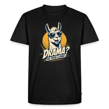 Drama No Prob Llama Humor - Men's Premium Organic T-Shirt - black - Front - Nico (187cm)