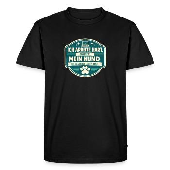 Hard work for my dog - Men's Premium Organic T-Shirt - black - Front - Nico (187cm)