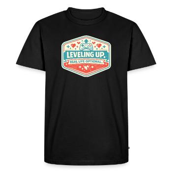 Passez au niveau supérieur - T-shirt Premium bio Homme - noir - Devant - Nico (187cm)