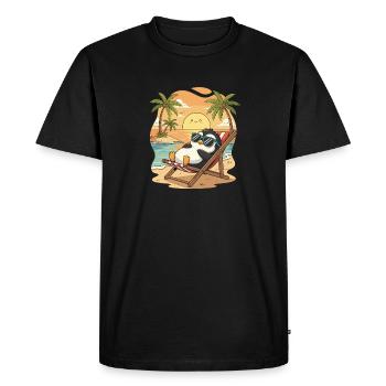 Pingouin sur la plage au coucher du soleil - T-shirt Premium bio Homme - noir - Devant - Nico (187cm)