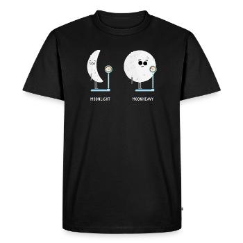 Drôles Phases Lunaires de la Lune Lumière de la Lune - T-shirt Premium bio Homme - noir - Devant - Nico (187cm)