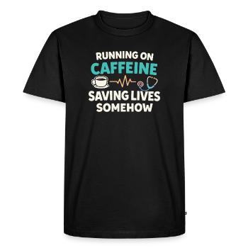 Night Shift Nurse, Tired - Men's Premium Organic T-Shirt - black - Front - Nico (187cm)