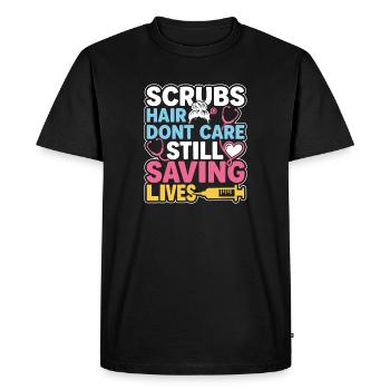 Night Shift Nurse, Tired - Men's Premium Organic T-Shirt - black - Front - Nico (187cm)