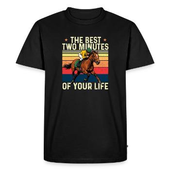 Meilleur humour de course hippique de deux minutes - T-shirt Premium bio Homme - noir - Devant - Nico (187cm)