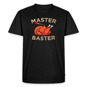 Master Baster Funny BBQ Turkey Cooking Graphic - Men's Premium Organic T-Shirt - black - Front - Nico (187cm)