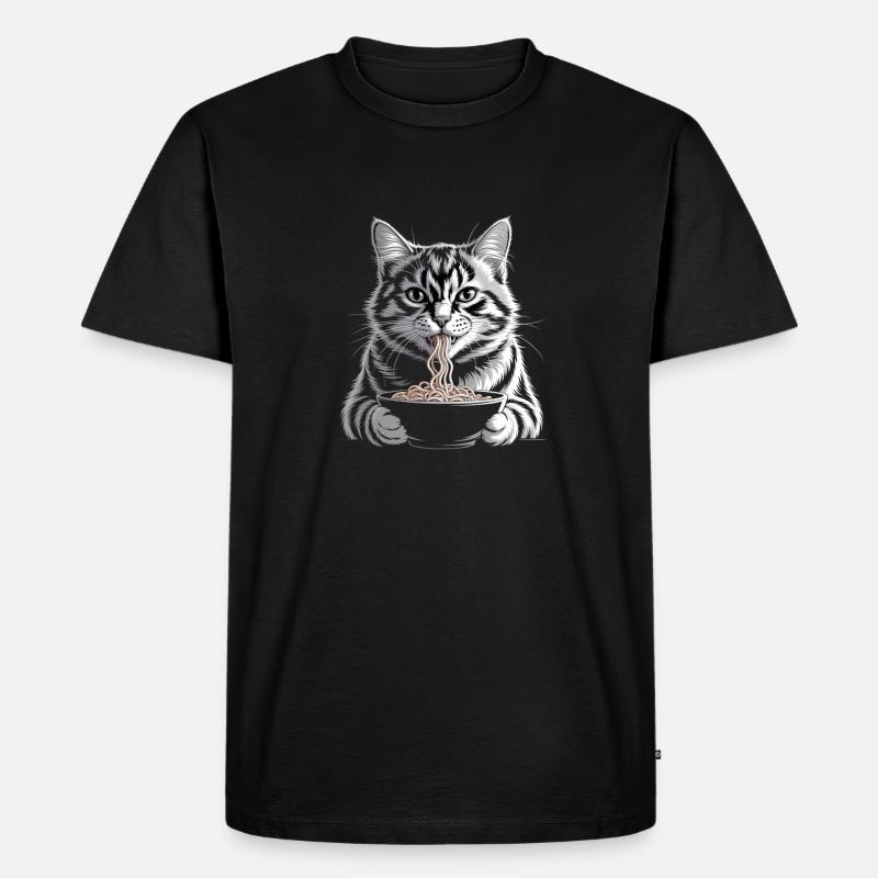 Cat Eats Ramen - Men's Premium Organic T-Shirt - black