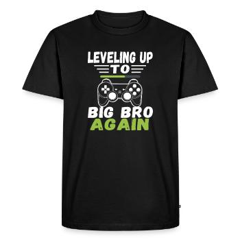 Passer de niveau au rang de grand frère à nouveau - T-shirt Premium bio Homme - noir - Devant - Nico (187cm)