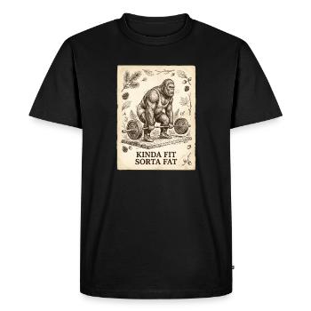 Kinda Fit Sorta Fat Bigfoot Weightlifting - Men's Premium Organic T-Shirt - black - Front - Nico (187cm)