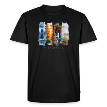 Wisconsin Travel – Great Lakes & Lighthouse - Men's Premium Organic T-Shirt - black - Front - Nico (187cm)